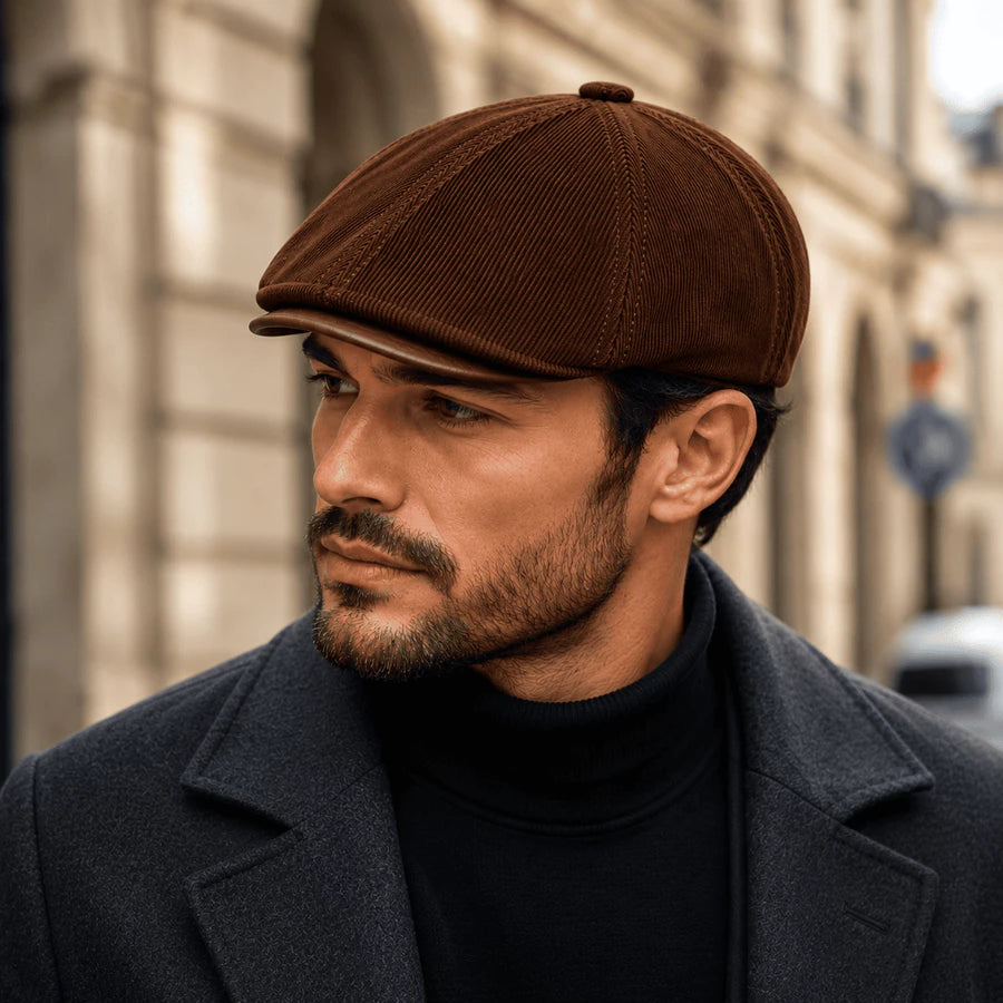 boina masculina, boina veludo cotelê, boina masculina veludo cotelê, boina retrô, boina masculina retrô, boina inglesa, boina masculina inglesa, boina clássica, boina masculina clássica, boina ajustável, boina com fivela, boina com aba de couro, boina couro sintético, boina elegante, boina casual, boina europeia